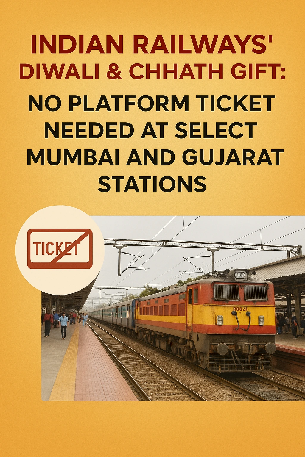 Indian Railways’ Diwali & Chhath Gift: No Platform Ticket Needed at Select Mumbai and Gujarat Stations created images